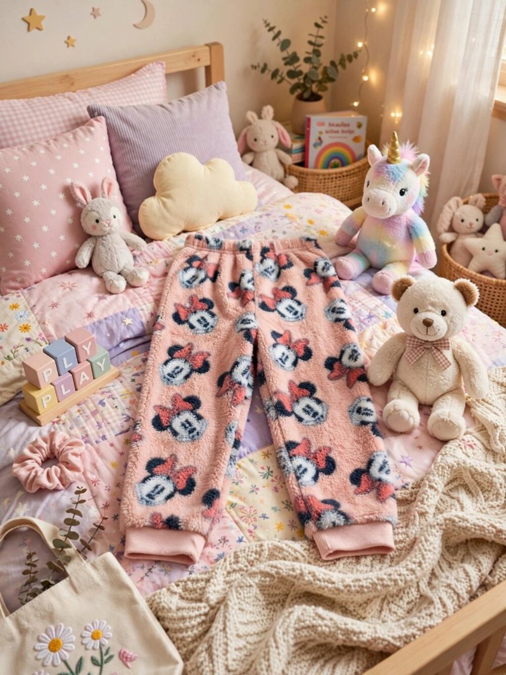 Disney Minnie Mouse Pink Fuzzy Pajama Pants